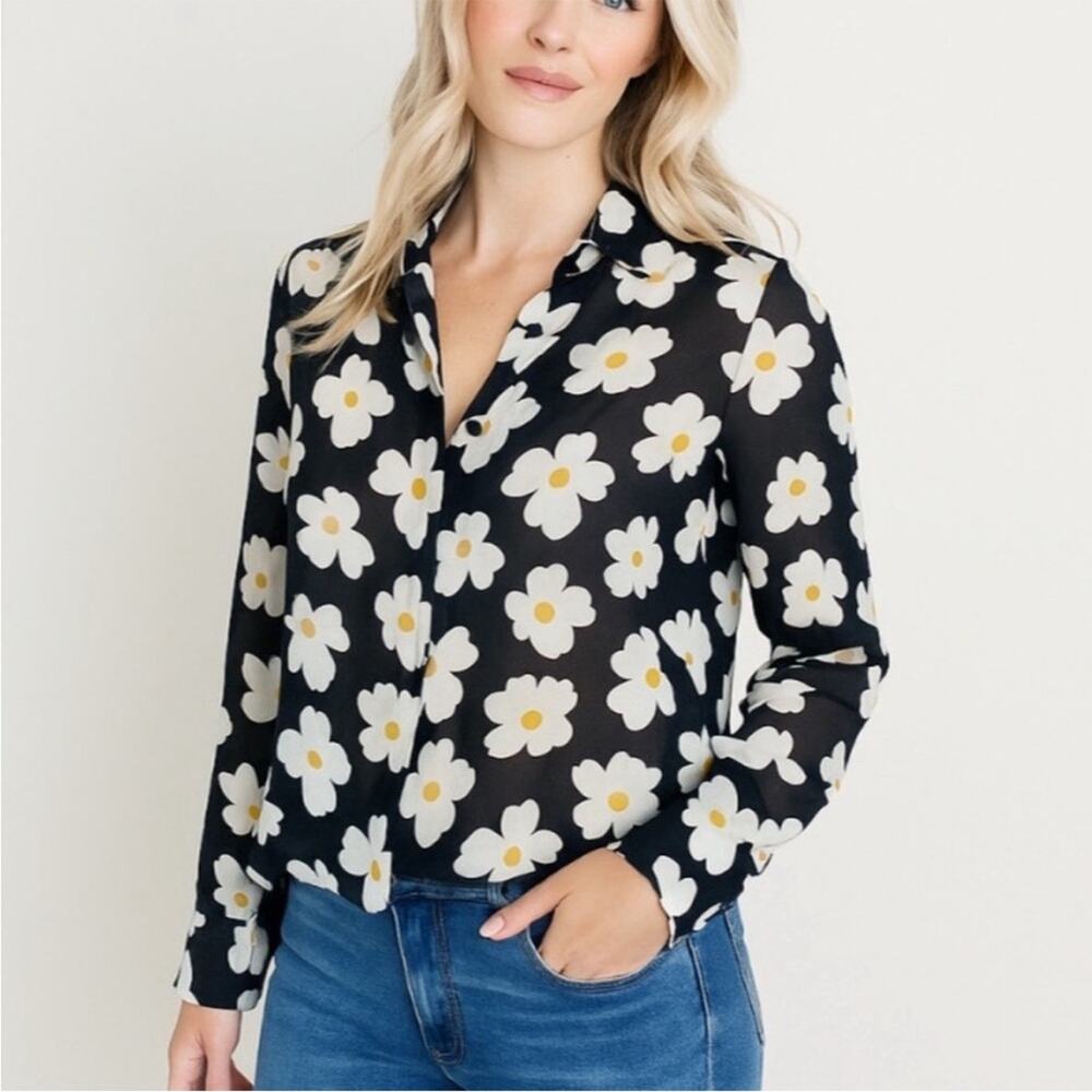 Reformation Violet Blouse in Gemma Daisy Print Size S